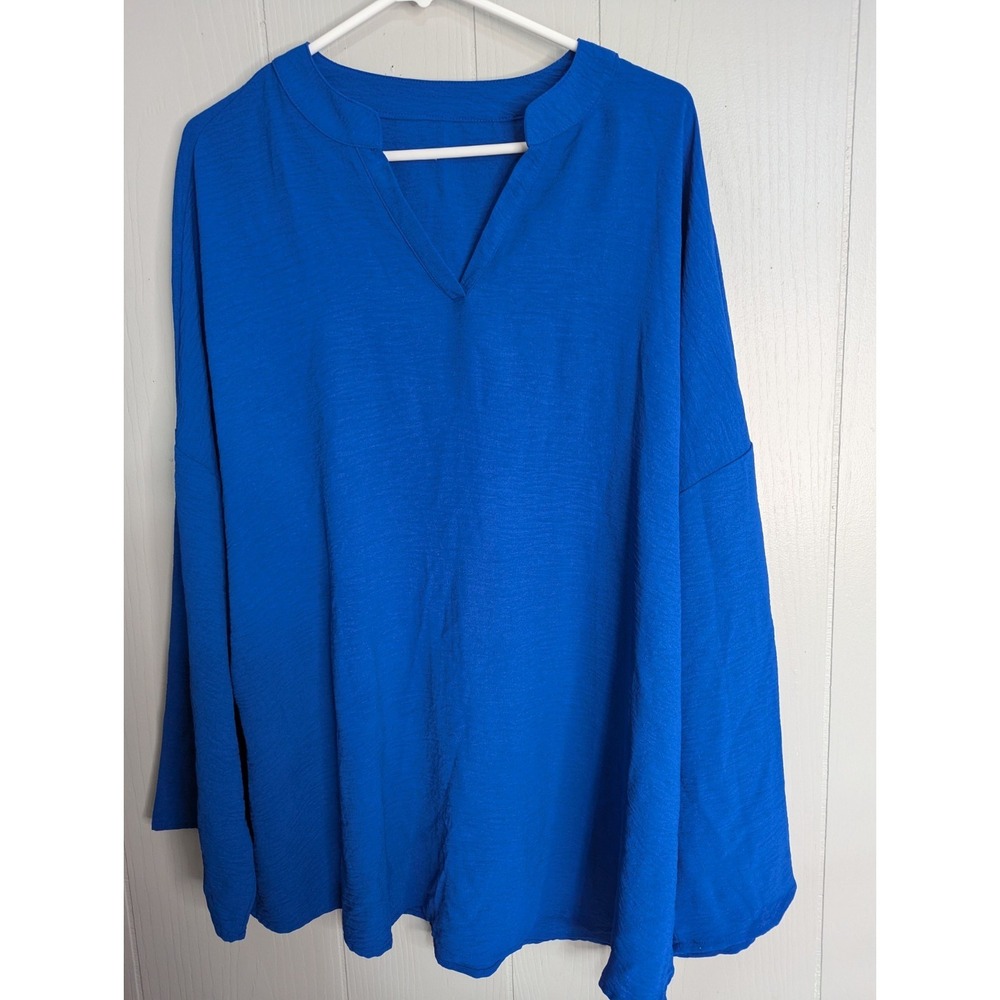 Shein curve blue 5XL textured 3/4 sleeve shirt top blouse